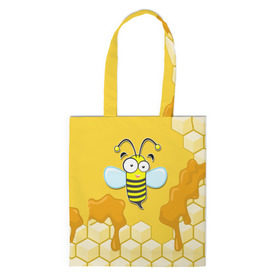 Сумка 3D повседневная с принтом Пчелка в Петрозаводске, 100% полиэстер | Плотность: 200 г/м2; Размер: 34×35 см; Высота лямок: 30 см | Тематика изображения на принте: животные | лето | мед | насекомые | природа | пчела | пчелка | соты