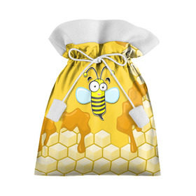 Подарочный 3D мешок с принтом Пчелка в Петрозаводске, 100% полиэстер | Размер: 29*39 см | Тематика изображения на принте: животные | лето | мед | насекомые | природа | пчела | пчелка | соты