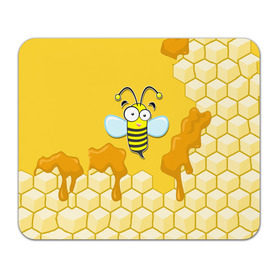 Коврик прямоугольный с принтом Пчелка в Петрозаводске, натуральный каучук | размер 230 х 185 мм; запечатка лицевой стороны | животные | лето | мед | насекомые | природа | пчела | пчелка | соты