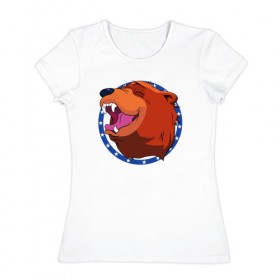 Женская футболка хлопок с принтом Bear for Hire в Петрозаводске, 100% хлопок | прямой крой, круглый вырез горловины, длина до линии бедер, слегка спущенное плечо | bear for hire | far cry 5 | медведь | фар край 5