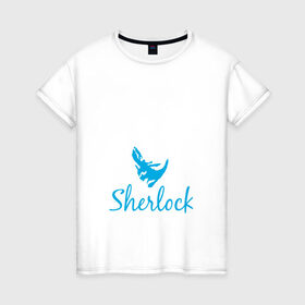 Женская футболка хлопок с принтом Шерлок в Петрозаводске, 100% хлопок | прямой крой, круглый вырез горловины, длина до линии бедер, слегка спущенное плечо | cumberbatc | sherlock | бенедикт камбербэтч | каракумбуль | шерлок