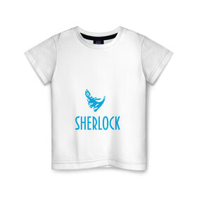 Детская футболка хлопок с принтом Sherlock в Петрозаводске, 100% хлопок | круглый вырез горловины, полуприлегающий силуэт, длина до линии бедер | Тематика изображения на принте: 