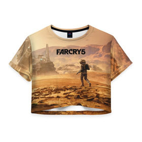 Женская футболка 3D укороченная с принтом Far Cry 5 Mars в Петрозаводске, 100% полиэстер | круглая горловина, длина футболки до линии талии, рукава с отворотами | 