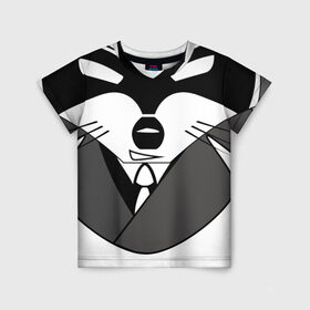 Детская футболка 3D с принтом Гангстер енот в Петрозаводске, 100% гипоаллергенный полиэфир | прямой крой, круглый вырез горловины, длина до линии бедер, чуть спущенное плечо, ткань немного тянется | бандит | нуар | плащ | шляпа