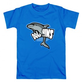Мужская футболка хлопок с принтом Дельфины в Петрозаводске, 100% хлопок | прямой крой, круглый вырез горловины, длина до линии бедер, слегка спущенное плечо. | дельфин | дельфины | летние | лето | море | морская | отдых | отпуск | рыба | с дельфином