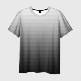 Мужская футболка 3D с принтом Серые полосы в Петрозаводске, 100% полиэфир | прямой крой, круглый вырез горловины, длина до линии бедер | белый | градиент | минимализм | полосы | серый | черный