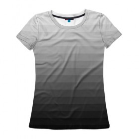 Женская футболка 3D с принтом Серые полосы в Петрозаводске, 100% полиэфир ( синтетическое хлопкоподобное полотно) | прямой крой, круглый вырез горловины, длина до линии бедер | белый | градиент | минимализм | полосы | серый | черный