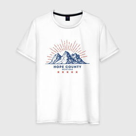 Мужская футболка хлопок с принтом Hope County в Петрозаводске, 100% хлопок | прямой крой, круглый вырез горловины, длина до линии бедер, слегка спущенное плечо. | far cry 5 | фар край