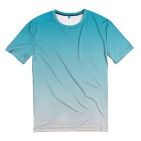Мужская футболка 3D с принтом Лазурный в Петрозаводске, 100% полиэфир | прямой крой, круглый вырез горловины, длина до линии бедер | yaay | градиент | дымка | екатеринбург | лазурный | россия | утро