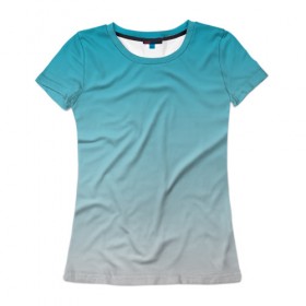 Женская футболка 3D с принтом Лазурный в Петрозаводске, 100% полиэфир ( синтетическое хлопкоподобное полотно) | прямой крой, круглый вырез горловины, длина до линии бедер | yaay | градиент | дымка | екатеринбург | лазурный | россия | утро