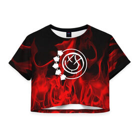Женская футболка 3D укороченная с принтом Blink 182 в Петрозаводске, 100% полиэстер | круглая горловина, длина футболки до линии талии, рукава с отворотами | punk | альтернативный хип хоп | группа | инди поп | музыка | музыкальное произведение | ноты | панк | регги | рок | синти поп
