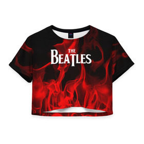 Женская футболка 3D укороченная с принтом The Beatles в Петрозаводске, 100% полиэстер | круглая горловина, длина футболки до линии талии, рукава с отворотами | beatles | punk | rock | the beatles | альтернативный хип хоп | группа | инди поп | музыка | музыкальное произведение | ноты | панк | регги | рок | синти поп