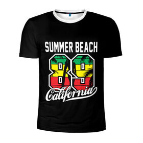 Мужская футболка 3D спортивная с принтом Калифорния в Петрозаводске, 100% полиэстер с улучшенными характеристиками | приталенный силуэт, круглая горловина, широкие плечи, сужается к линии бедра | Тематика изображения на принте: beach | cali | california | summer | usa | для отдыха | для отпуска | калифорния | летние | лето | море | океан | отпуск | пальмы | пляж | сша
