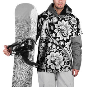 Накидка на куртку 3D с принтом Хохлома чб в Петрозаводске, 100% полиэстер |  | Тематика изображения на принте: народный | орнамент | роспись | традиционный