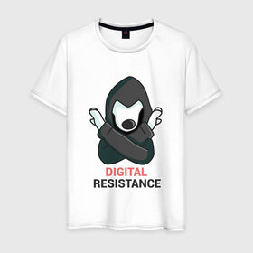 Мужская футболка хлопок с принтом Digital Resistance Dog в Петрозаводске, 100% хлопок | прямой крой, круглый вырез горловины, длина до линии бедер, слегка спущенное плечо. | 