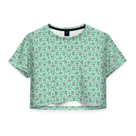 Женская футболка 3D укороченная с принтом Енотики в Петрозаводске, 100% полиэстер | круглая горловина, длина футболки до линии талии, рукава с отворотами | cute | raccoon | в полоску | енот | енотик | лес | лесной | милый | осенний | полосатый