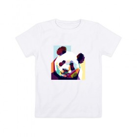 Детская футболка хлопок с принтом Панда в Петрозаводске, 100% хлопок | круглый вырез горловины, полуприлегающий силуэт, длина до линии бедер | абстракция | медведь | медведь абстракция | панда | панда абстракция | панды | с абстракцией | с медведем | с пандой