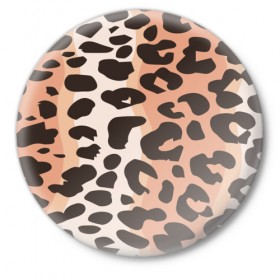 Значок с принтом Леопард в Петрозаводске,  металл | круглая форма, металлическая застежка в виде булавки | Тематика изображения на принте: 