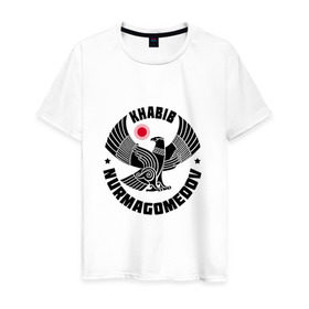 Мужская футболка хлопок с принтом Khabib в Петрозаводске, 100% хлопок | прямой крой, круглый вырез горловины, длина до линии бедер, слегка спущенное плечо. | ufc | нурмагомедов | хабиб