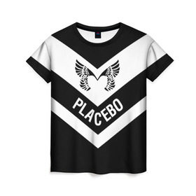 Женская футболка 3D с принтом Placebo в Петрозаводске, 100% полиэфир ( синтетическое хлопкоподобное полотно) | прямой крой, круглый вырез горловины, длина до линии бедер | placebo | альтернативный | инди | индирок | плацебо | рок