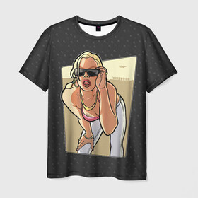 Мужская футболка 3D с принтом GTA SA - Девушка в очках в Петрозаводске, 100% полиэфир | прямой крой, круглый вырез горловины, длина до линии бедер | grand theft auto | gta | rockstar games | san andreas | гта | сан андреас