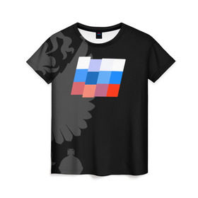 Женская футболка 3D с принтом Russia - Pixel Art в Петрозаводске, 100% полиэфир ( синтетическое хлопкоподобное полотно) | прямой крой, круглый вырез горловины, длина до линии бедер | 0x000000123 | russia | team | россия