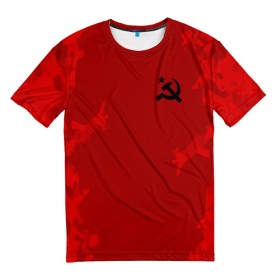 Мужская футболка 3D с принтом USSR SPORT в Петрозаводске, 100% полиэфир | прямой крой, круглый вырез горловины, длина до линии бедер | 