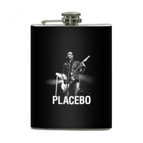 Фляга с принтом Placebo в Петрозаводске, металлический корпус | емкость 0,22 л, размер 125 х 94 мм. Виниловая наклейка запечатывается полностью | Тематика изображения на принте: placebo | альтернативный | брайан молко | инди | индирок | плацебо | рок