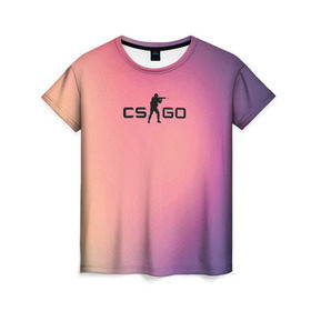 Женская футболка 3D с принтом CsGo Градиент в Петрозаводске, 100% полиэфир ( синтетическое хлопкоподобное полотно) | прямой крой, круглый вырез горловины, длина до линии бедер | cs go | csgo | global offensive | контр страйк | контра