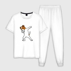 Мужская пижама хлопок с принтом джек победитель в Петрозаводске, 100% хлопок | брюки и футболка прямого кроя, без карманов, на брюках мягкая резинка на поясе и по низу штанин
 | джек | джек рассел | рассел | терьер