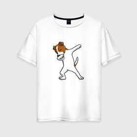 Женская футболка хлопок Oversize с принтом джек победитель в Петрозаводске, 100% хлопок | свободный крой, круглый ворот, спущенный рукав, длина до линии бедер
 | джек | джек рассел | рассел | терьер