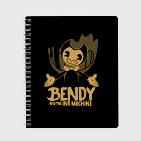 Тетрадь с принтом Bendy and the ink machine (20) в Петрозаводске, 100% бумага | 48 листов, плотность листов — 60 г/м2, плотность картонной обложки — 250 г/м2. Листы скреплены сбоку удобной пружинной спиралью. Уголки страниц и обложки скругленные. Цвет линий — светло-серый
 | Тематика изображения на принте: bendy | bendy and the ink machine | game | horror | ink | machine | trend | video game