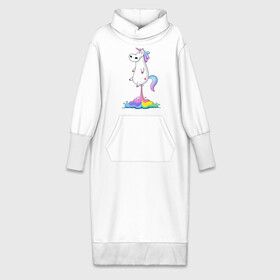 Платье удлиненное хлопок с принтом Единорог радуга в Петрозаводске,  |  | rainbow | unicorn | радужный