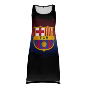 Платье-майка 3D с принтом Barcelona FC в Петрозаводске, 100% полиэстер | полуприлегающий силуэт, широкие бретели, круглый вырез горловины, удлиненный подол сзади. | barcelona | spain | spanish | барса | барселона | испания | испанский | клуб | фк | футбол | футбольный