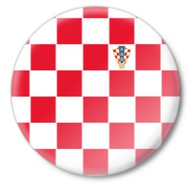 Значок с принтом Хорватия домашняя форма 2018 в Петрозаводске,  металл | круглая форма, металлическая застежка в виде булавки | 