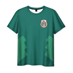 Мужская футболка 3D с принтом Домашняя форма сборной Мексики в Петрозаводске, 100% полиэфир | прямой крой, круглый вырез горловины, длина до линии бедер | Тематика изображения на принте: мексика | сборная мексики | форма мексики | чемпионат по футболу