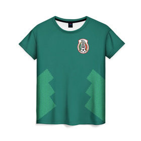 Женская футболка 3D с принтом Домашняя форма сборной Мексики в Петрозаводске, 100% полиэфир ( синтетическое хлопкоподобное полотно) | прямой крой, круглый вырез горловины, длина до линии бедер | мексика | сборная мексики | форма мексики | чемпионат по футболу