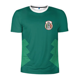 Мужская футболка 3D спортивная с принтом Домашняя форма сборной Мексики в Петрозаводске, 100% полиэстер с улучшенными характеристиками | приталенный силуэт, круглая горловина, широкие плечи, сужается к линии бедра | мексика | сборная мексики | форма мексики | чемпионат по футболу