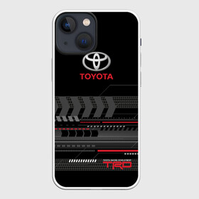 Чехол для iPhone 13 mini с принтом Toyota 1 в Петрозаводске,  |  | car | toyota | абстракция | авто | графика | дизайн | полосы | протектор | пунктир | след шин | тойота