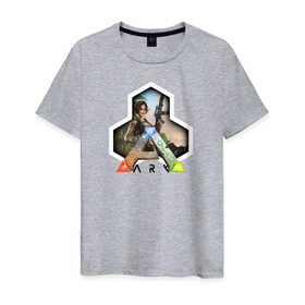 Мужская футболка хлопок с принтом Ark Survival Evolved в Петрозаводске, 100% хлопок | прямой крой, круглый вырез горловины, длина до линии бедер, слегка спущенное плечо. | ark survival evolved
