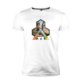 Мужская футболка премиум с принтом Ark Survival Evolved в Петрозаводске, 92% хлопок, 8% лайкра | приталенный силуэт, круглый вырез ворота, длина до линии бедра, короткий рукав | арк