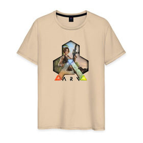 Мужская футболка хлопок с принтом Ark Survival Evolved в Петрозаводске, 100% хлопок | прямой крой, круглый вырез горловины, длина до линии бедер, слегка спущенное плечо. | арк