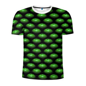 Мужская футболка 3D спортивная с принтом Сочные яблочки в Петрозаводске, 100% полиэстер с улучшенными характеристиками | приталенный силуэт, круглая горловина, широкие плечи, сужается к линии бедра | паттерн | фрукты | яблоко