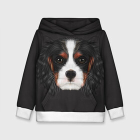 Детская толстовка 3D с принтом Cavalier King Charles в Петрозаводске, 100% полиэстер | двухслойный капюшон со шнурком для регулировки, мягкие манжеты на рукавах и по низу толстовки, спереди карман-кенгуру с мягким внутренним слоем | Тематика изображения на принте: голова | собака | спаниель