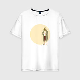 Женская футболка хлопок Oversize с принтом Большой Лебовски в Петрозаводске, 100% хлопок | свободный крой, круглый ворот, спущенный рукав, длина до линии бедер
 | the big lebowski | большой лебовски | джефф бриджес