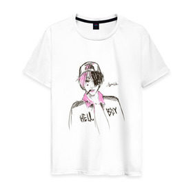 Мужская футболка хлопок с принтом Lil Peep Hellboy в Петрозаводске, 100% хлопок | прямой крой, круглый вырез горловины, длина до линии бедер, слегка спущенное плечо. | lil peep | лил пип