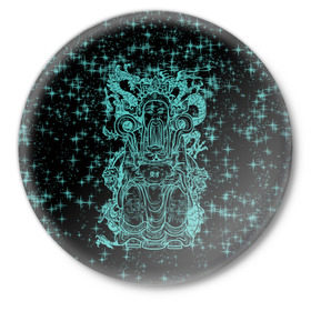 Значок с принтом Нефритовый Будда в Петрозаводске,  металл | круглая форма, металлическая застежка в виде булавки | блеск | звезды | китай | нефрит | прикольные | традиция | храм | шанхай | яркие