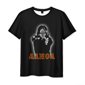 Мужская футболка 3D с принтом Алиса (Константин Кинчев) в Петрозаводске, 100% полиэфир | прямой крой, круглый вырез горловины, длина до линии бедер | 