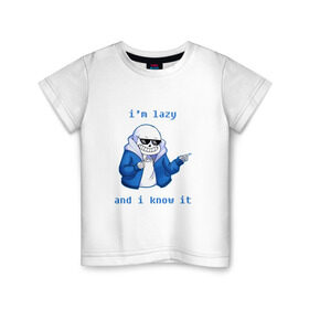 Детская футболка хлопок с принтом Sans в Петрозаводске, 100% хлопок | круглый вырез горловины, полуприлегающий силуэт, длина до линии бедер | Тематика изображения на принте: sans | андертейл | подземелье | санс