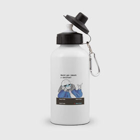Бутылка спортивная с принтом Sans в Петрозаводске, металл | емкость — 500 мл, в комплекте две пластиковые крышки и карабин для крепления | sans | андертейл | подземелье | санс